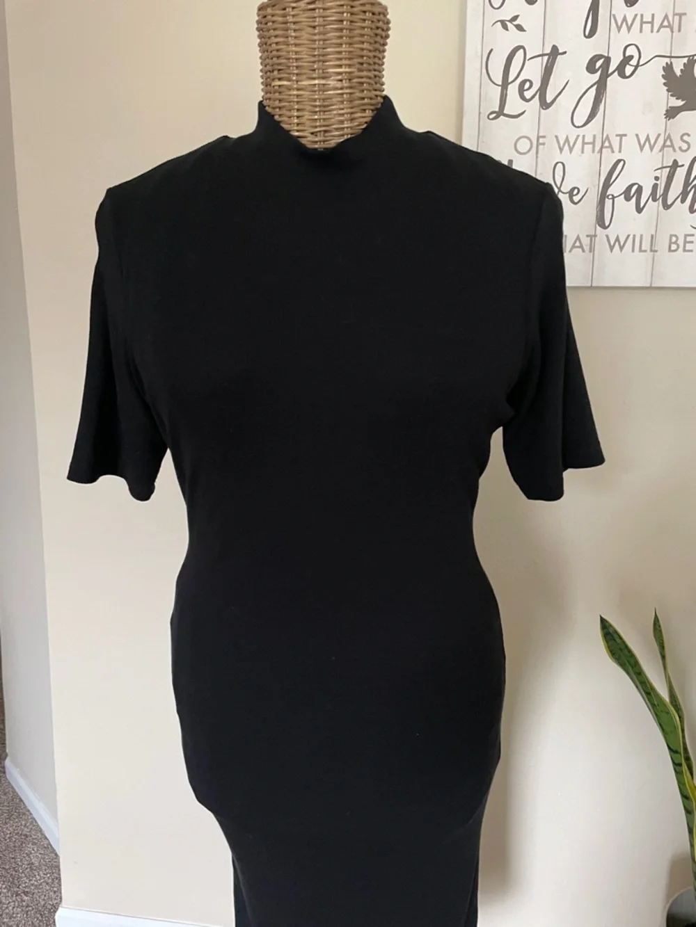 Marine Layer Black Lexi Rib Mock Neck Midi Dress - Picture 2 of 7